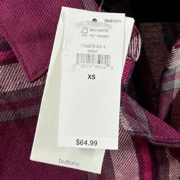 NEW Banana Republic Shirt Womens XS purple black plaid button up preppy - Picture 6 of 10